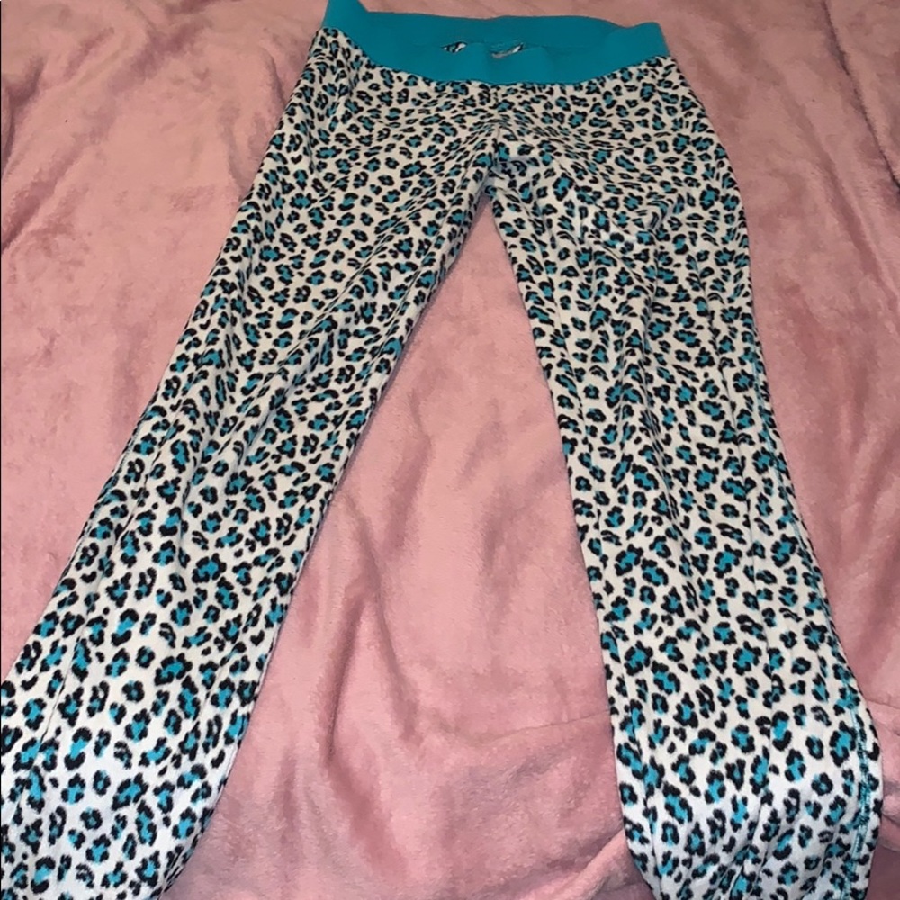 Blue and black cheetah pajama pants